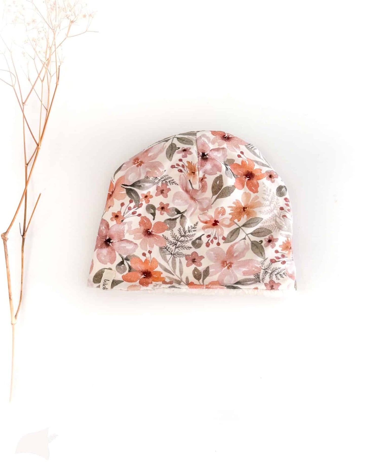 Sofortkauf: Wende-Beanie Bloomery/ Fleece Creme, Gr. 38-40 (ca 3-5 Monate)