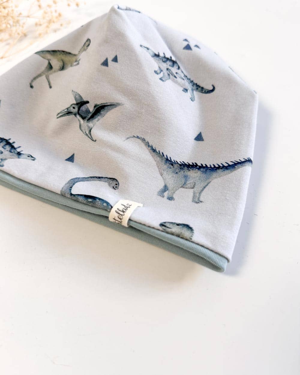 Sofortkauf: Wende-Beanie Mint/ Dinos, Gr. 46-48 (ca 1-1,5 Jahre)