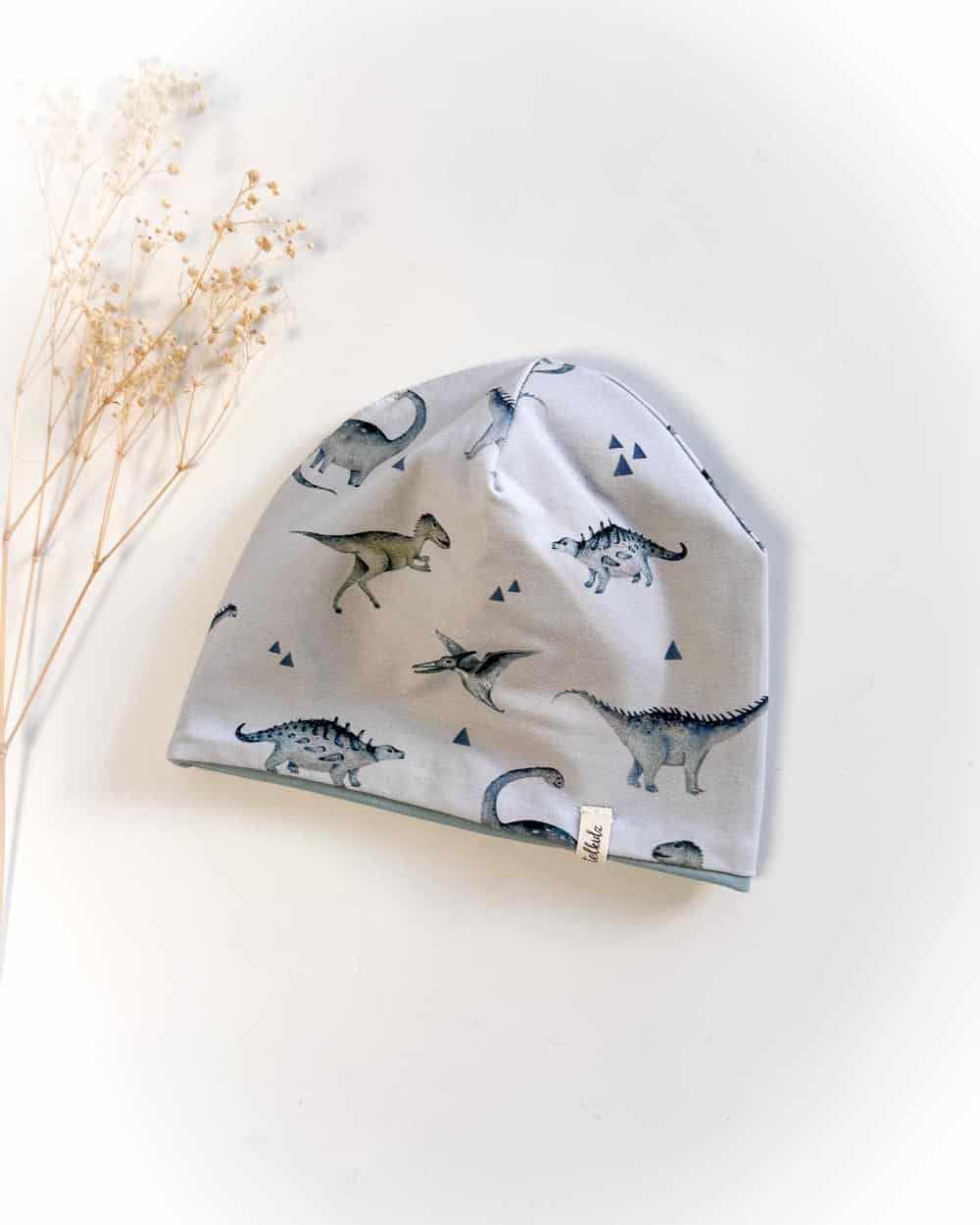 Sofortkauf: Wende-Beanie Mint/ Dinos, Gr. 46-48 (ca 1-1,5 Jahre)