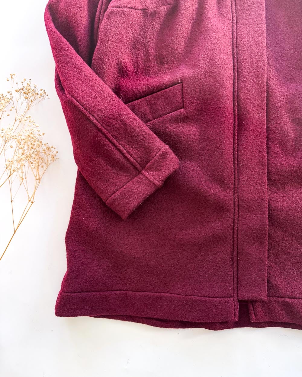 Sofortkauf: Damen Merino-Walkmantel mit Reißverschluss - Beere mit Wolljersey komplett gefüttert, Gr. L(42/44)