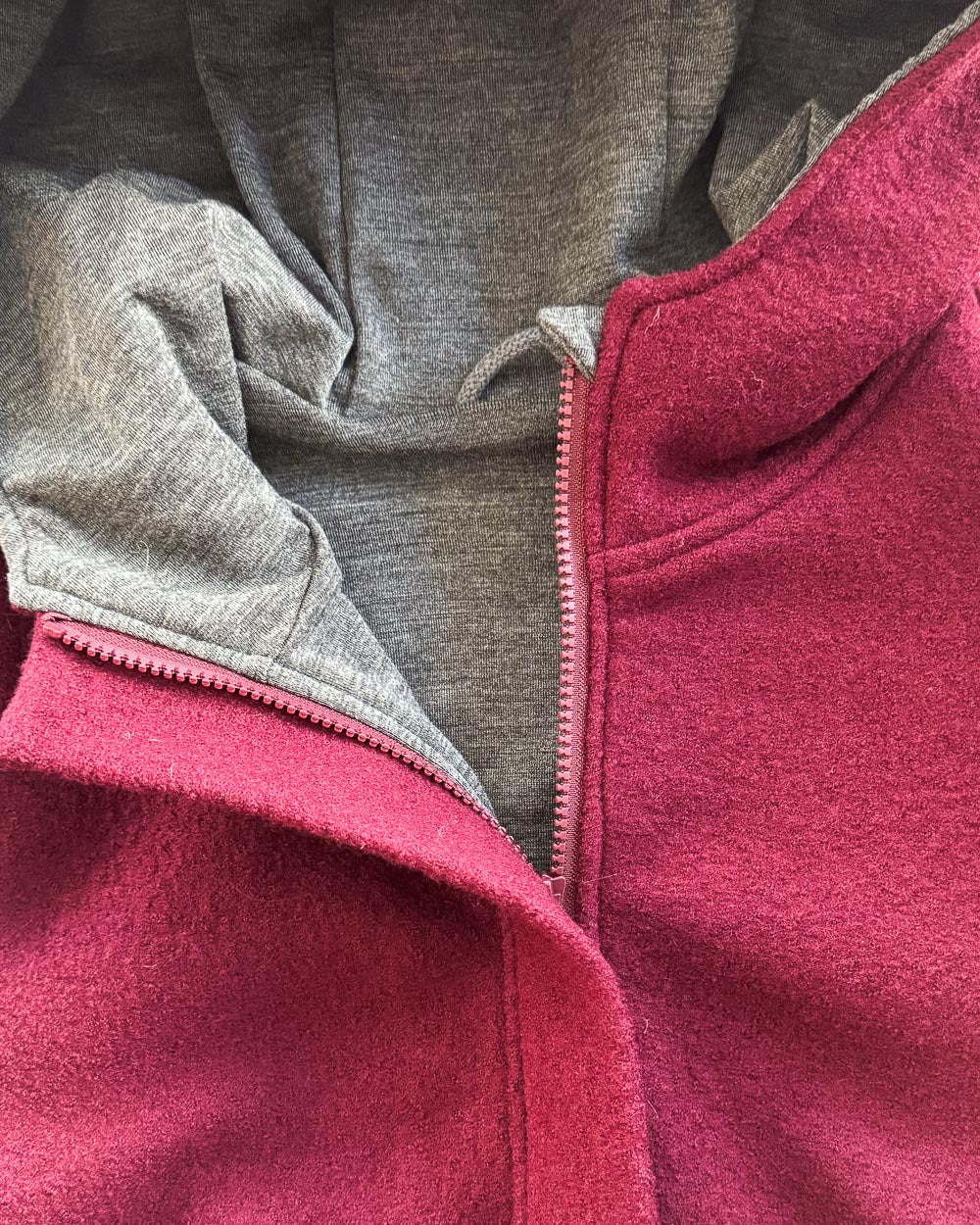 Sofortkauf: Damen Walkmantel mit Reißverschluss - Beere mit Wolljersey gefüttert, Gr. L (42/44)