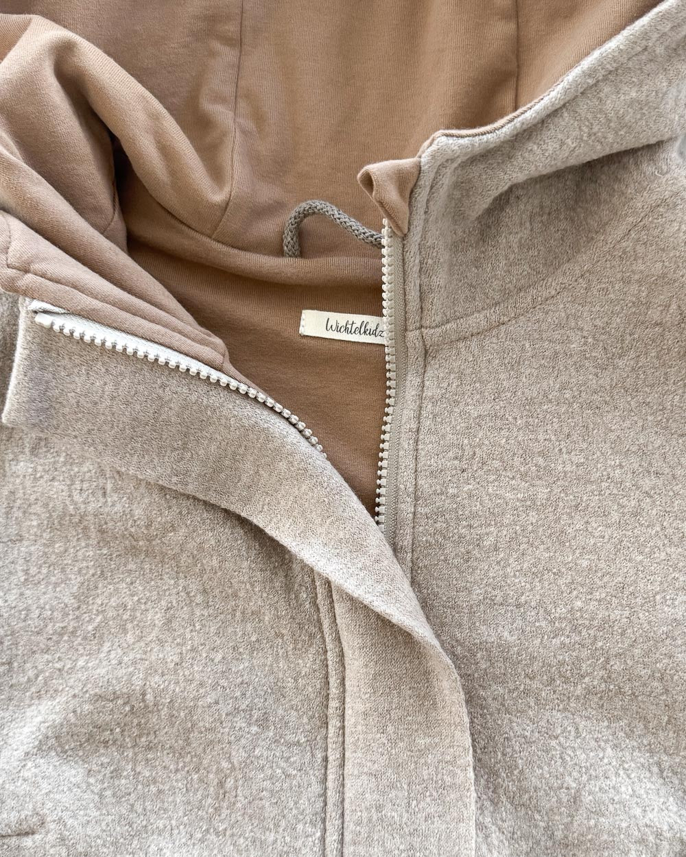 Sofortkauf: Damen Merino-Walkmantel mit Reißverschluss - Creme/Camel komplett gefüttert, Gr. S (34/36)