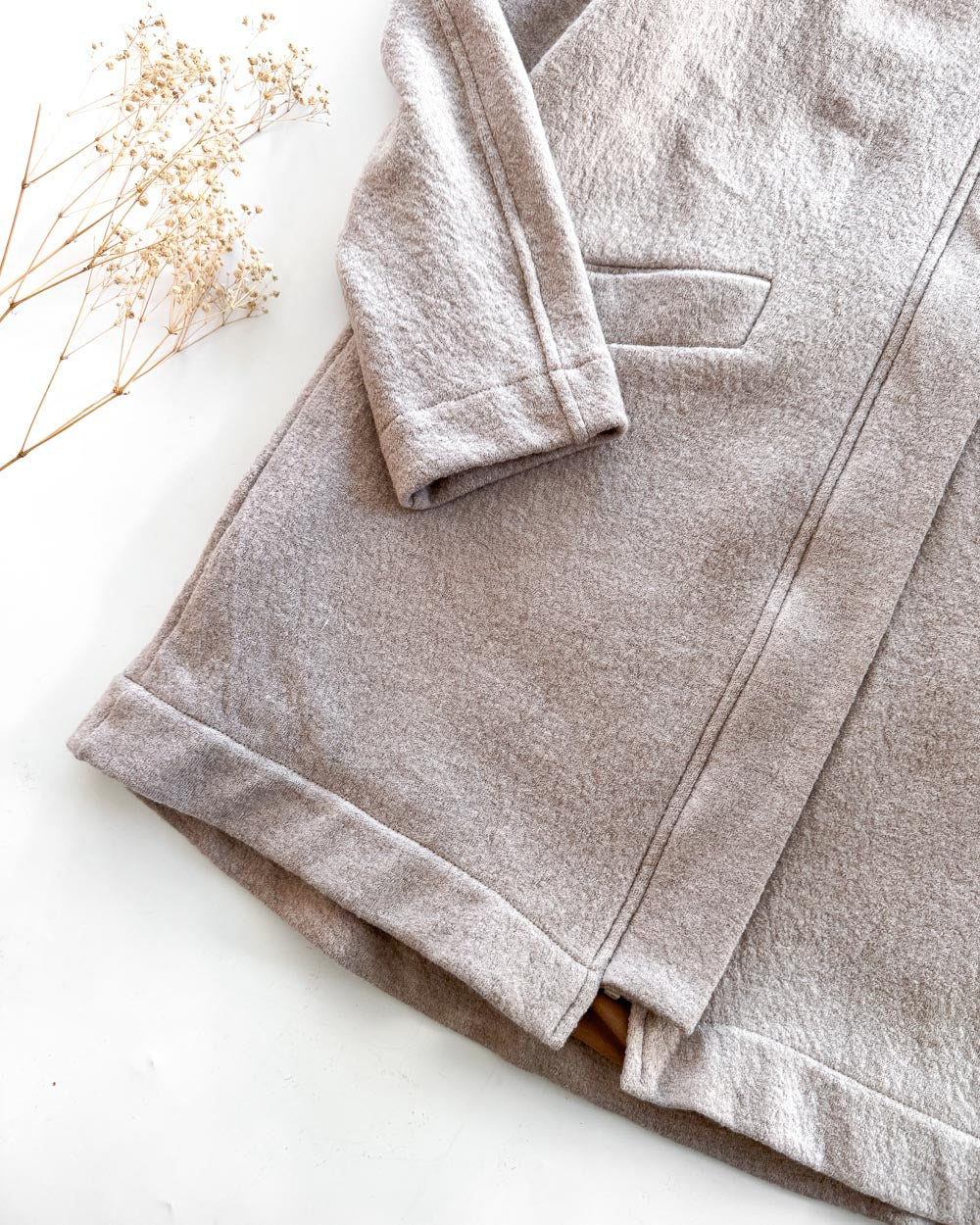 Sofortkauf: Damen Merino-Walkmantel mit Reißverschluss - Creme/Camel komplett gefüttert, Gr. S (34/36)