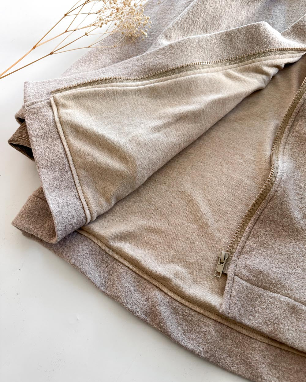 Sofortkauf: Damen Merino-Walkmantel mit Reißverschluss - Creme mit  Wolljersey gefüttert, Gr. S (34/36)