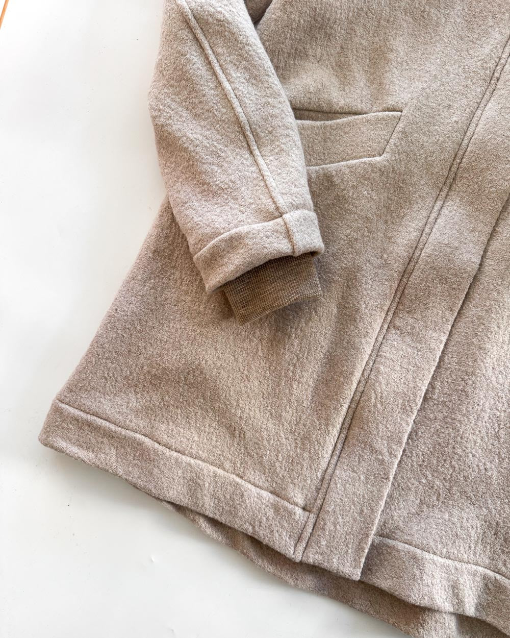 Sofortkauf: Damen Merino-Walkmantel mit Reißverschluss - Creme mit  Wolljersey gefüttert, Gr. S (34/36)