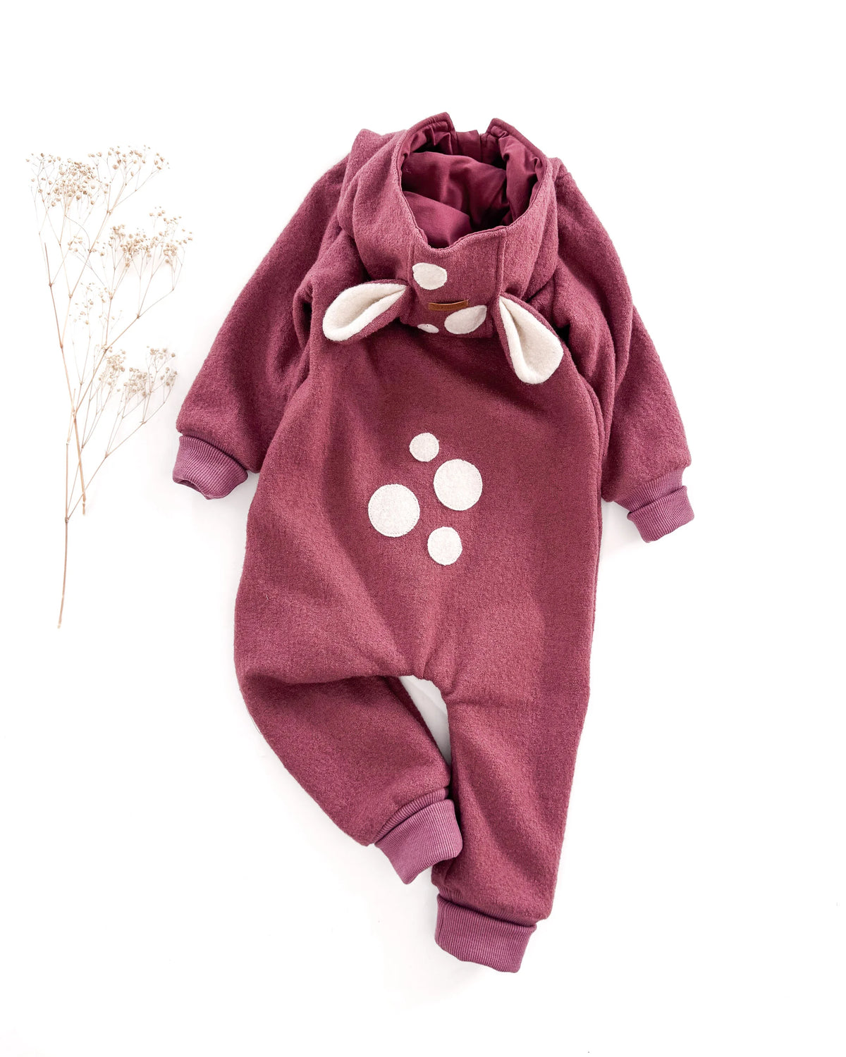 Sofortkauf: Walk Overall mit Reißverschluss in Mauve/Mauve und Rehpunkten, Gr.92/98