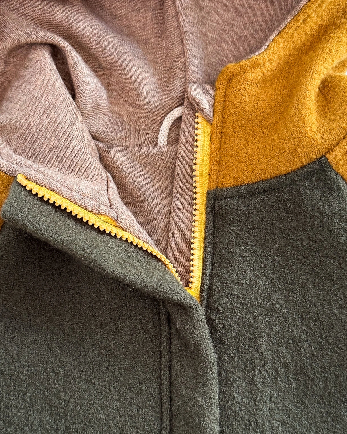 Sofortkauf: Colorblock Walkjacke in Olive/Senf/Sand Mel., Gr. 98/104