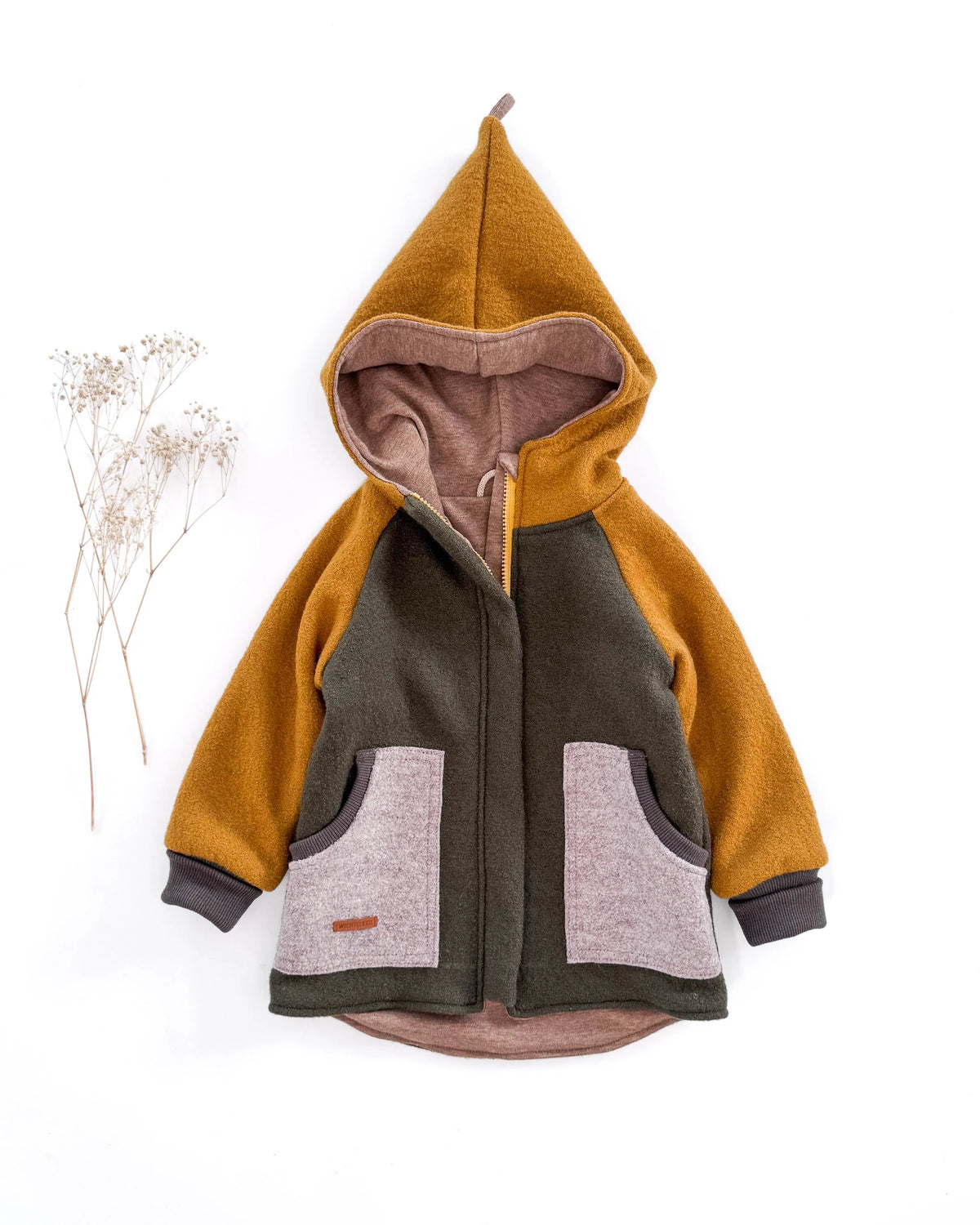 Sofortkauf: Colorblock Walkjacke in Olive/Senf/Sand Mel., Gr. 98/104