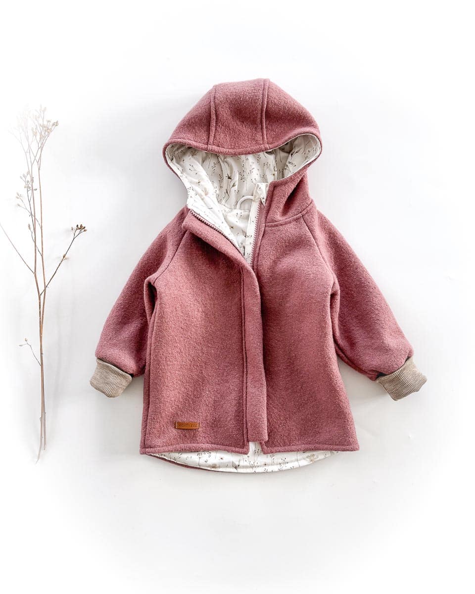 Sofortkauf: Walkjacke mit Reißverschluss in Altrosa/Zarte Gräser, Gr. 86/92
