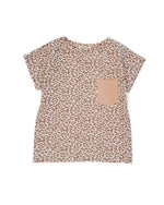 Basic T-Shirt Kindershirt mit Brusttasche Babyshirt Kurzarm Leoprint