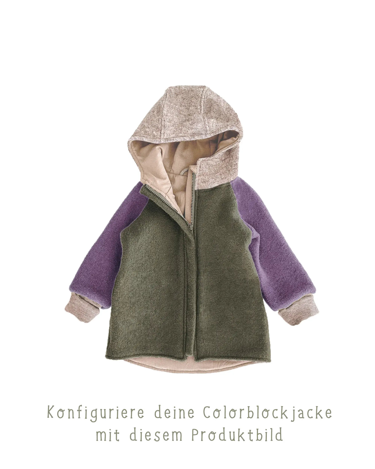 Nachhaltige Walkjacke für Kinder aus Schurwolle, wasserabweisend und atmungsaktiv, handgemacht und perfekt für kühle Tage. Konfiguriere deine Wunschjacke!
