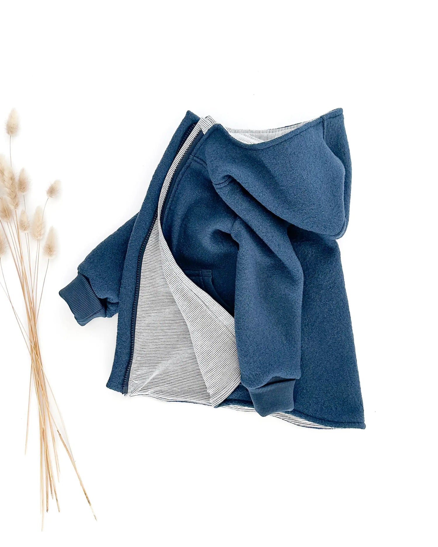 Premium Wollwalk jacke kinder und babys mit verdecktem reissverschluss und Kapuze