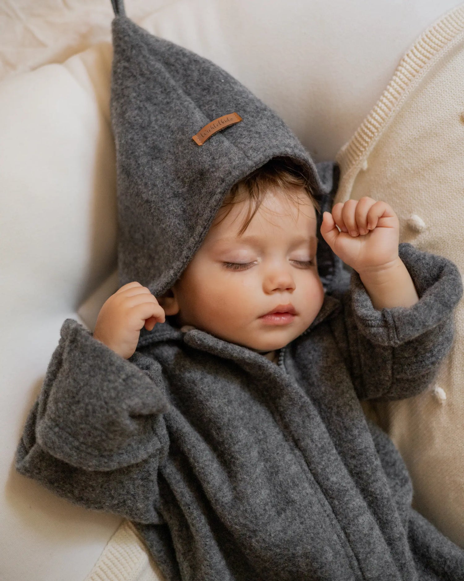 Bio Merino Overall Schiefer Grau aus 100% Wollfleece für Kinder und Babys