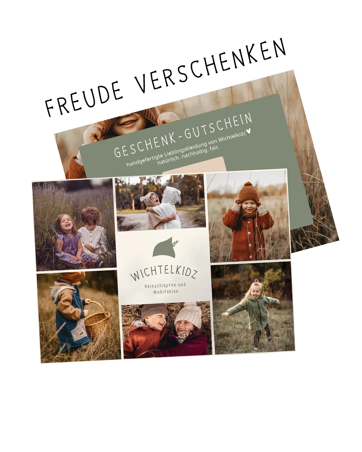 Freude Verschenken mit dem Wichtelkidz Geschenk Gutschein Coupon  - digital per Email zum selbst Ausdrucken oder als hochwertige Gutscheinkarte per Post. Ein tolles Kinder Geburtstagsgeschenk, Weihnachtsgeschenk oder als sinnvollesGeschenk zur Geburt