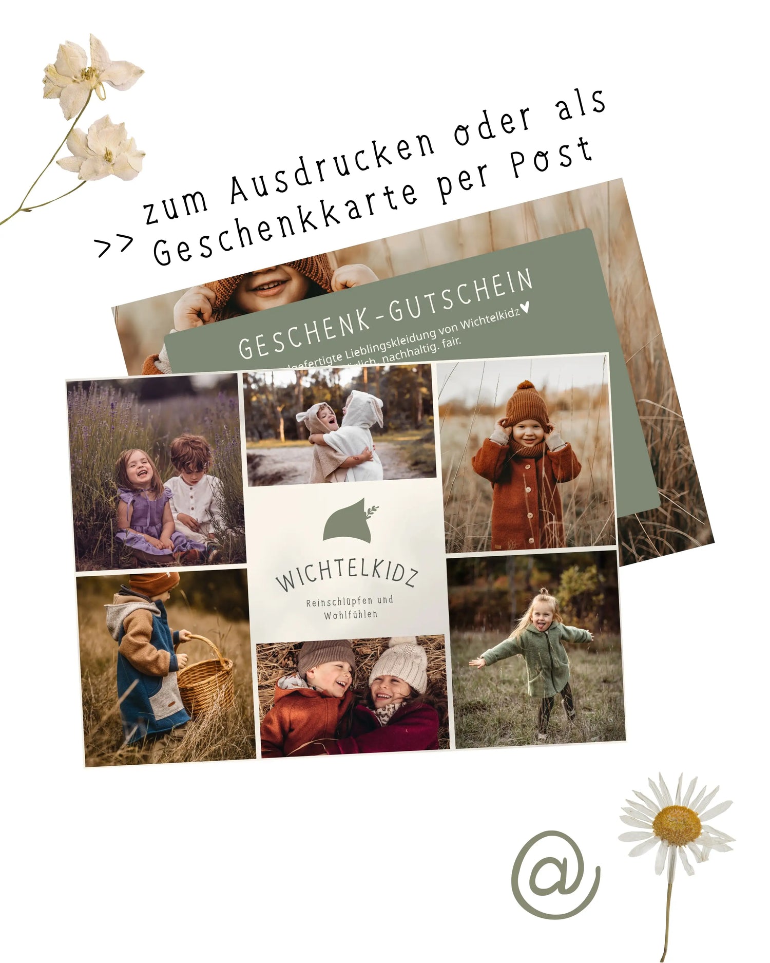 Wichtelkidz Geschenk Gutschein Coupon  - digital per Email zum selbst Ausdrucken oder als hochwertige Gutscheinkarte per Post