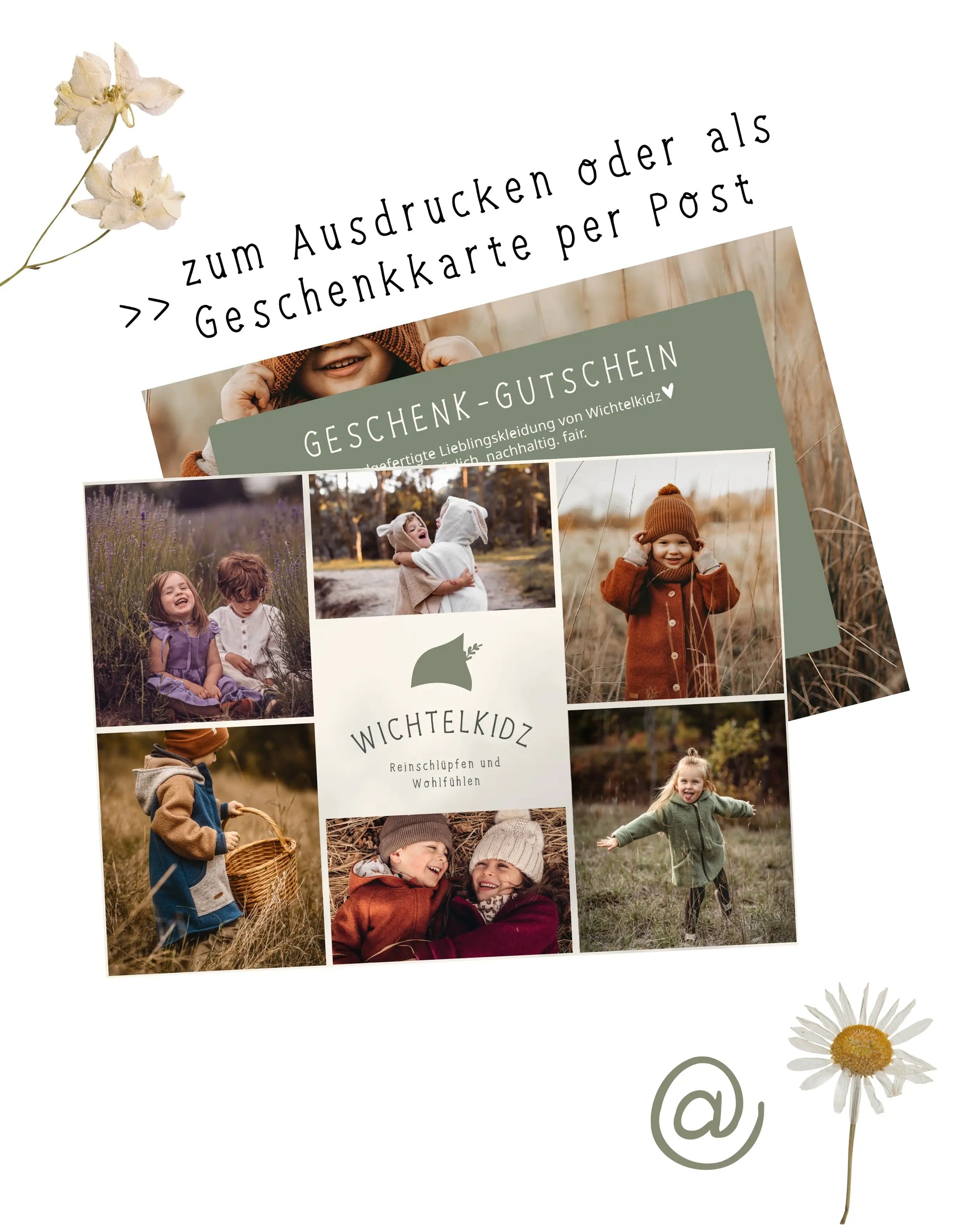 Wichtelkidz Geschenk Gutschein Coupon  - digital per Email zum selbst Ausdrucken oder als hochwertige Gutscheinkarte per Post