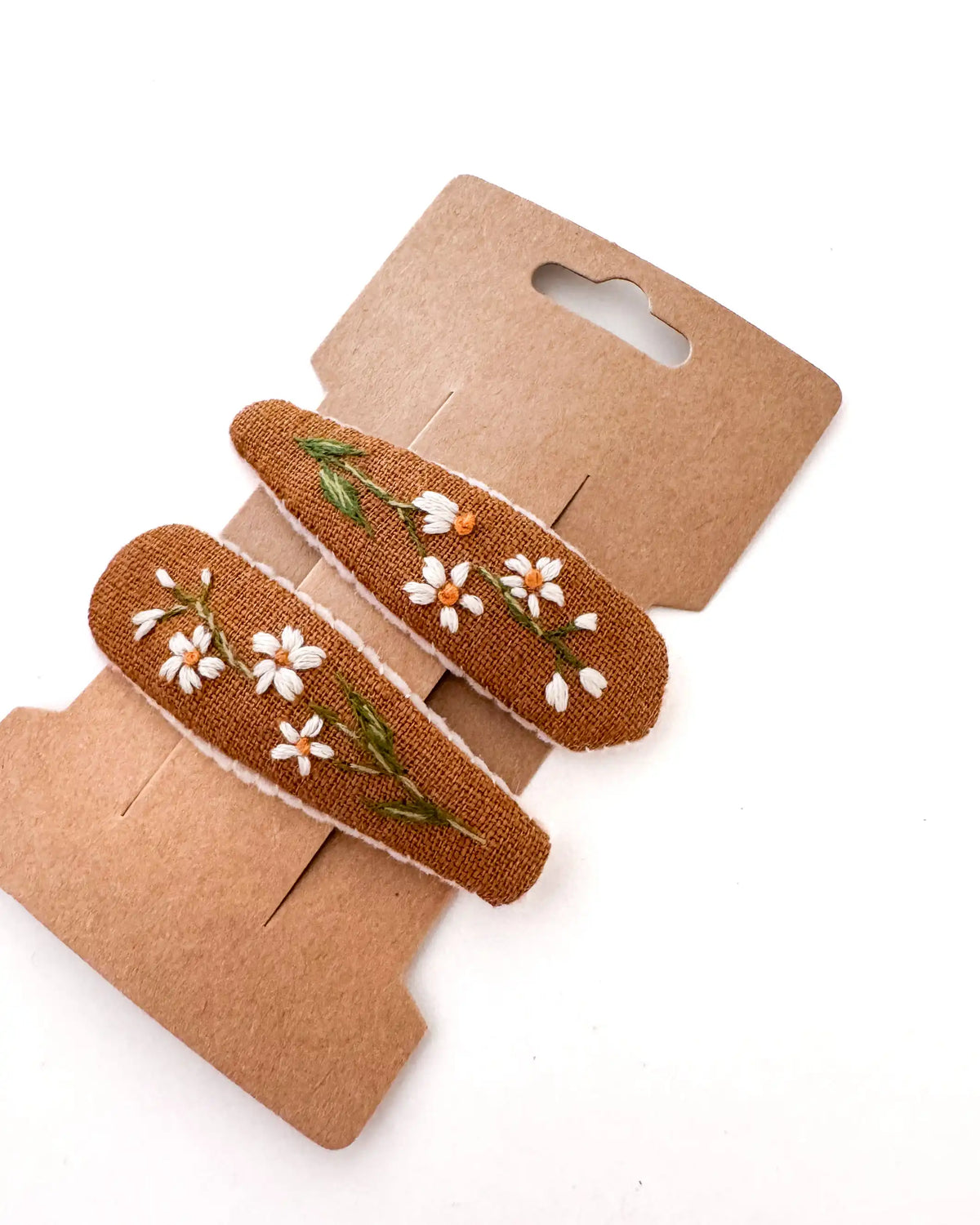 Haarclip für Kinder aus Leinen mit Stickerei, natürliche Haarspange Mädchen, weich gefüttert und mit Blumenstickerei