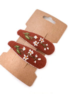 Kinder haarspange handbestickt als besondere Geschenkidee für Mädchen mit Blumenstickerei