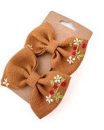 Haarclips mit Schleife für Mädchen im 2er Set, Leinen Haarschmuck handgemacht, perfekt für Alltag, Kindergarten und Feste