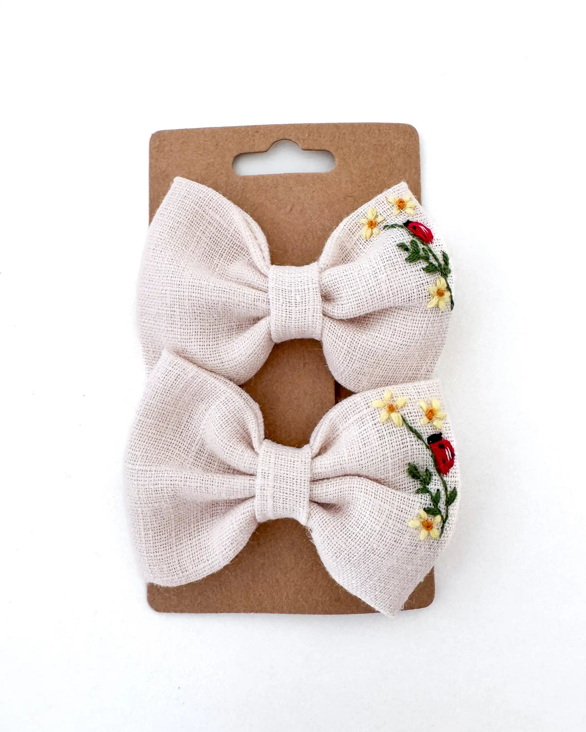 Haarspange mit Schleife für Kinder aus Leinen, natürlicher Haarschmuck für Mädchen, hochwertig bestickt und angenehm zu tragen