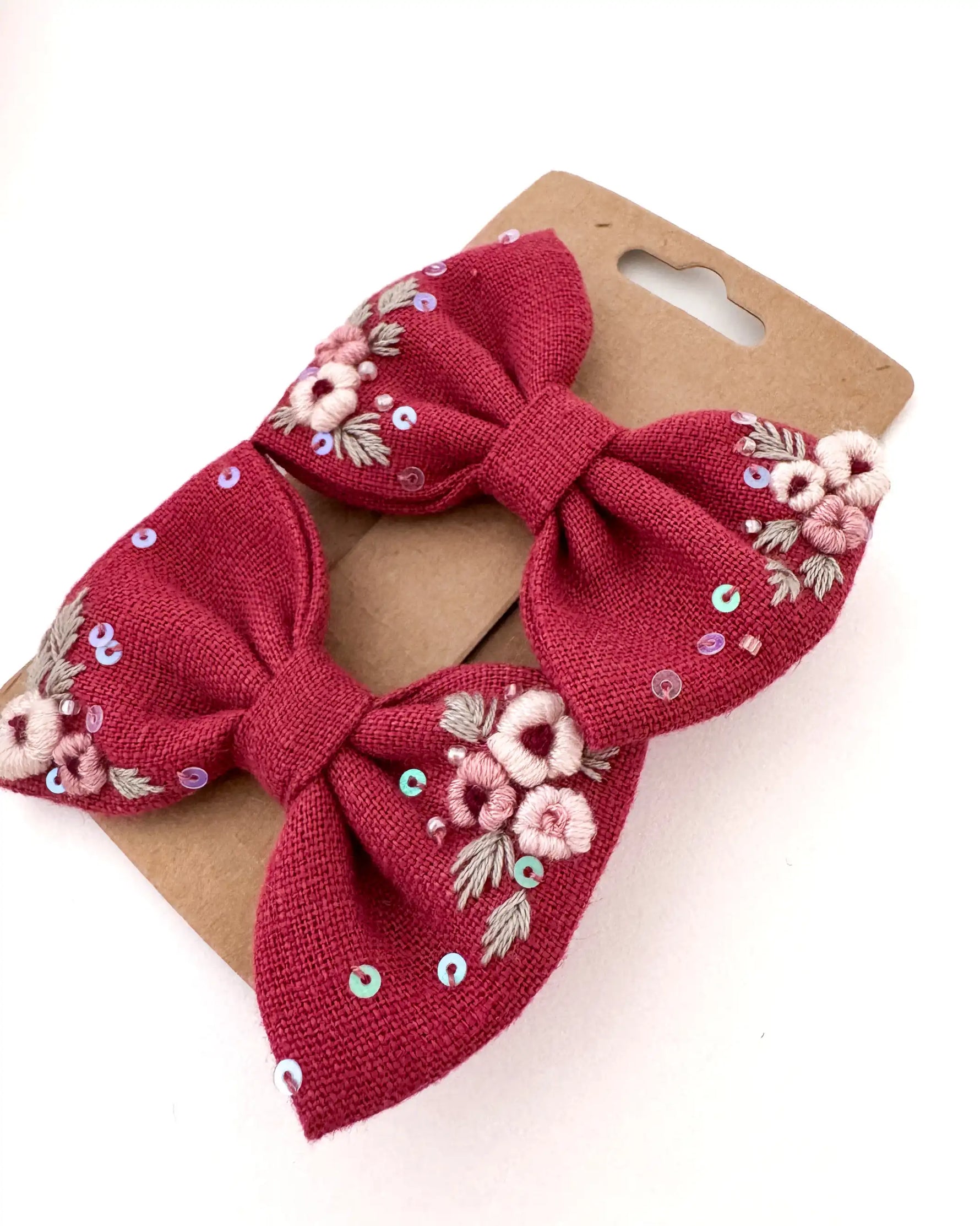 Leinen Haarclips mit Schleife für Mädchen im 2er Set, Leinen Haarschmuck handgemacht, perfekt für Alltag, Kindergarten und Feste