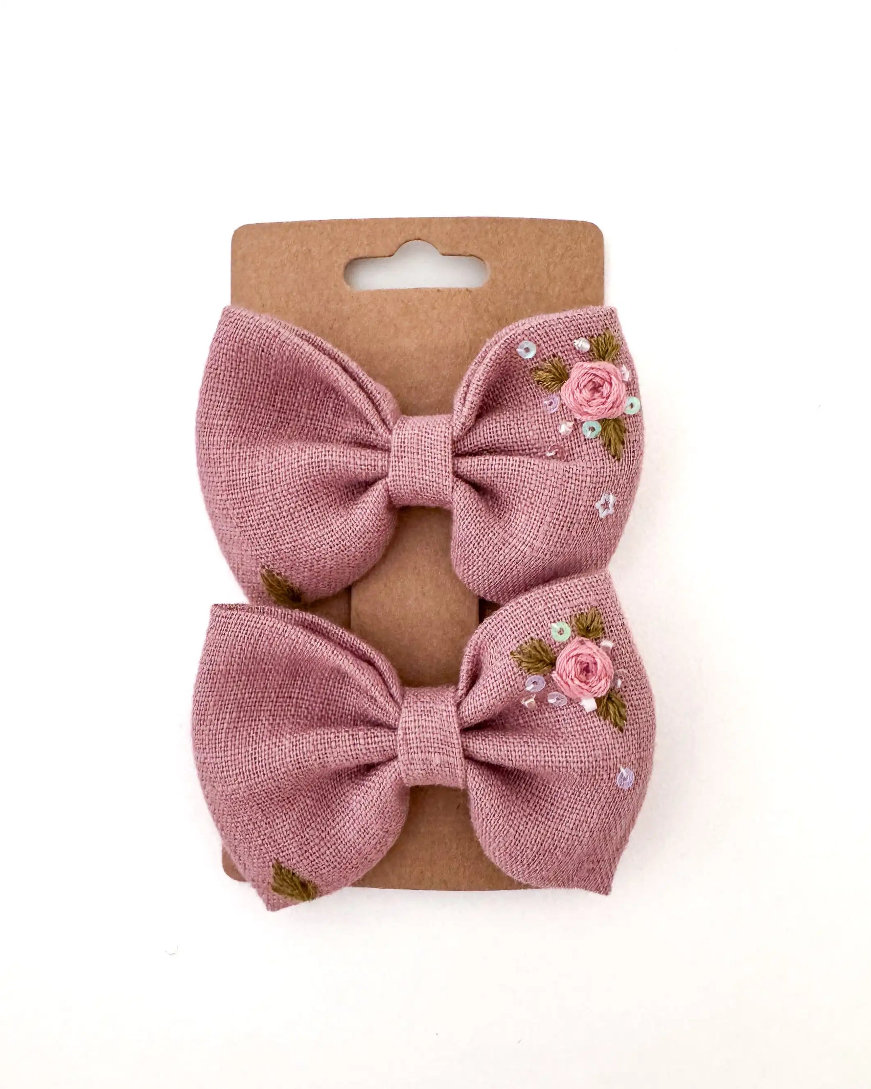 Haarclips mit Schleife für Mädchen im 2er Set, Leinen Haarschmuck handgemacht, perfekt für Alltag, Kindergarten und Feste