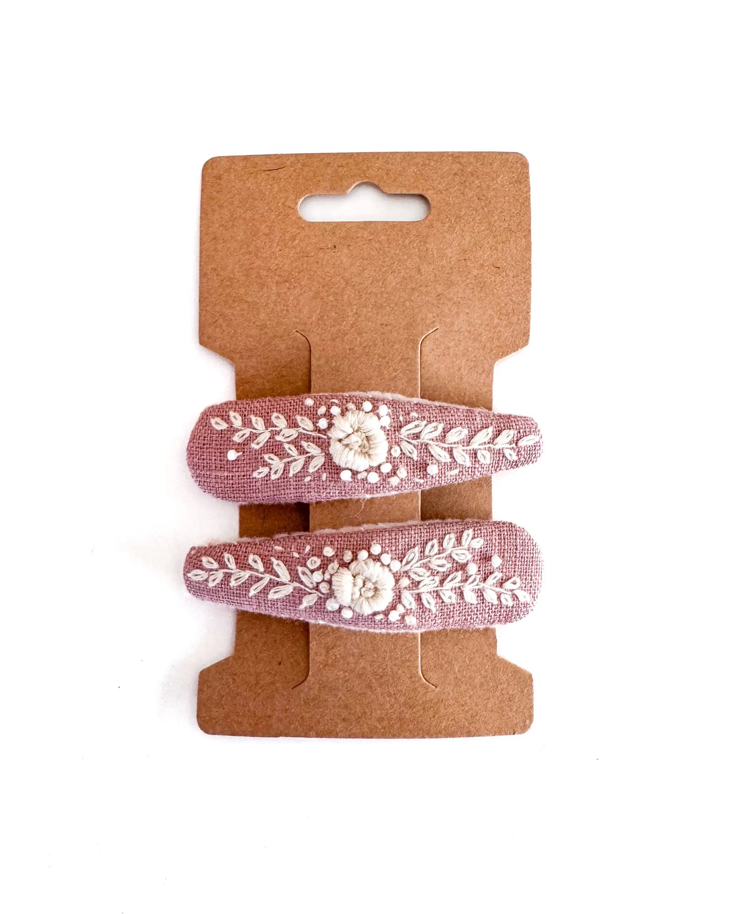 handbestickte Haarspangen 2er-Set – Altrosa "Blumenhochzeit"