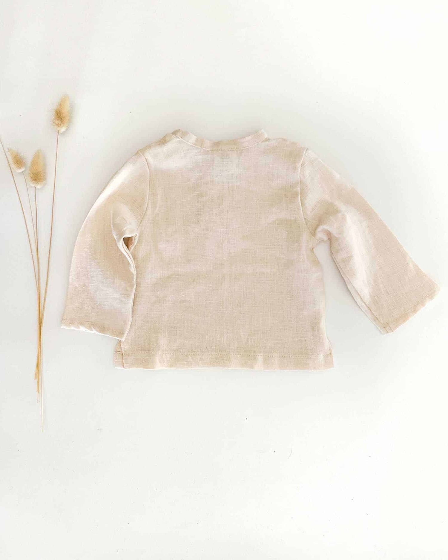 Sofortkauf: langärmliges Leinen-Shirt in Wollweiß, Gr. 62/68