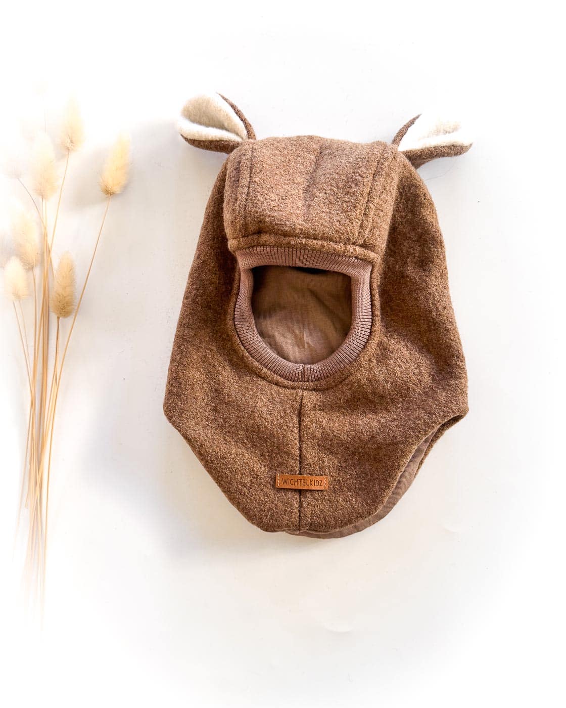 Sofortkauf: Wollwalk Schlupfmütze in Merino Hazel mit Bärenohren, Gr. 46-48