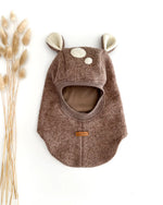 Unsere Schlupfmützen bzw Schalmützen aus wollwalk für babys und kinder schützen kopf, hals und Ohren perfekt vor Kälte und Wind. Mit den süßen Ohren als Reh, Fuchs oder Bären-Mütze