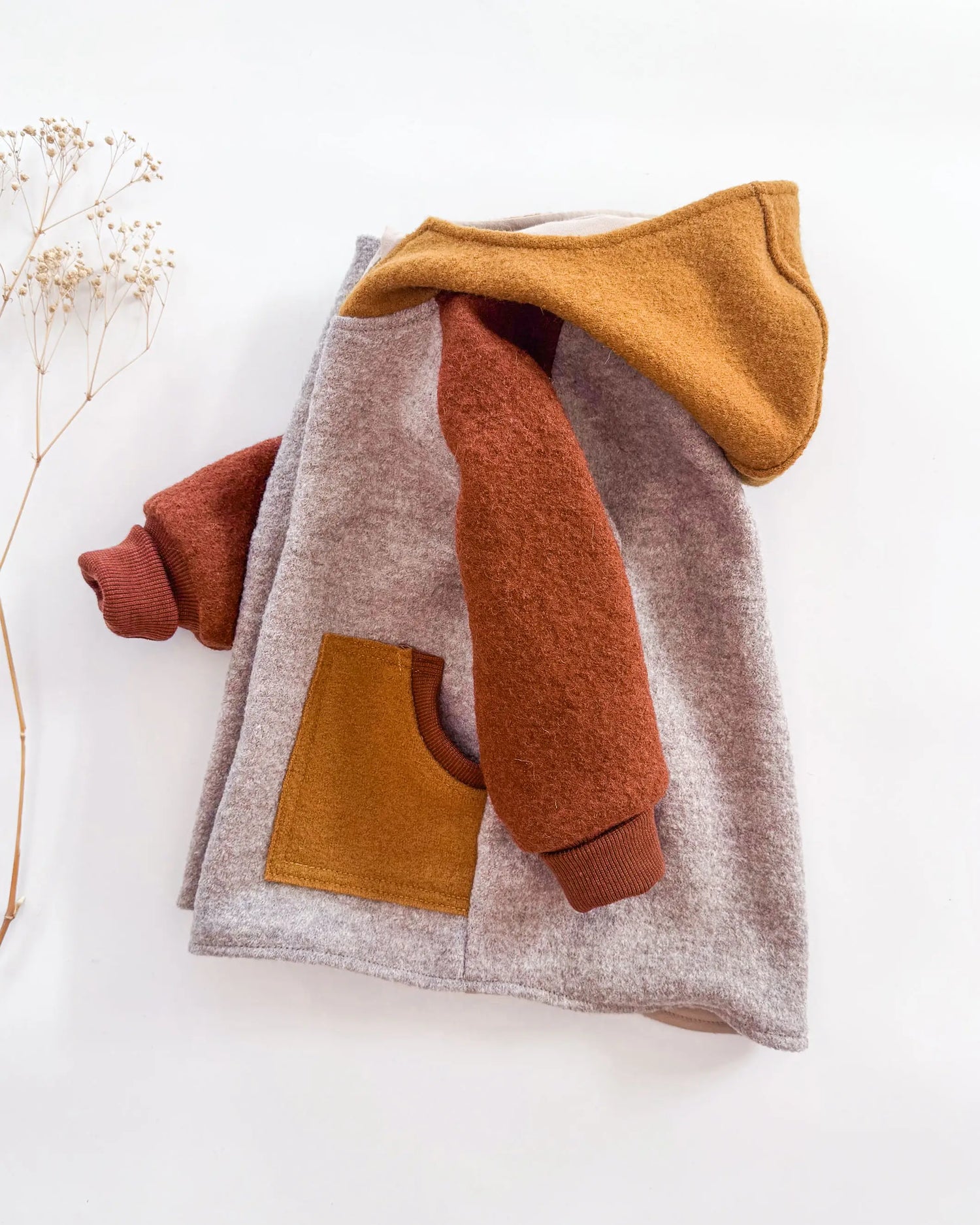 Sofortkauf: Colorblock Walkjacke in Sand Meliert/Rost/Senf, Gr. 80/86