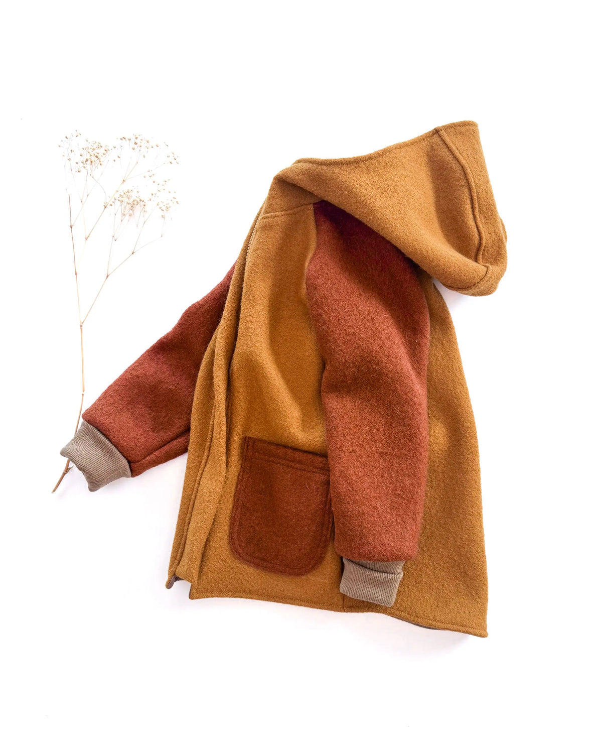Sofortkauf: Colorblock Walkjacke in Senf/Rost/Schlamm, Gr. 122/128