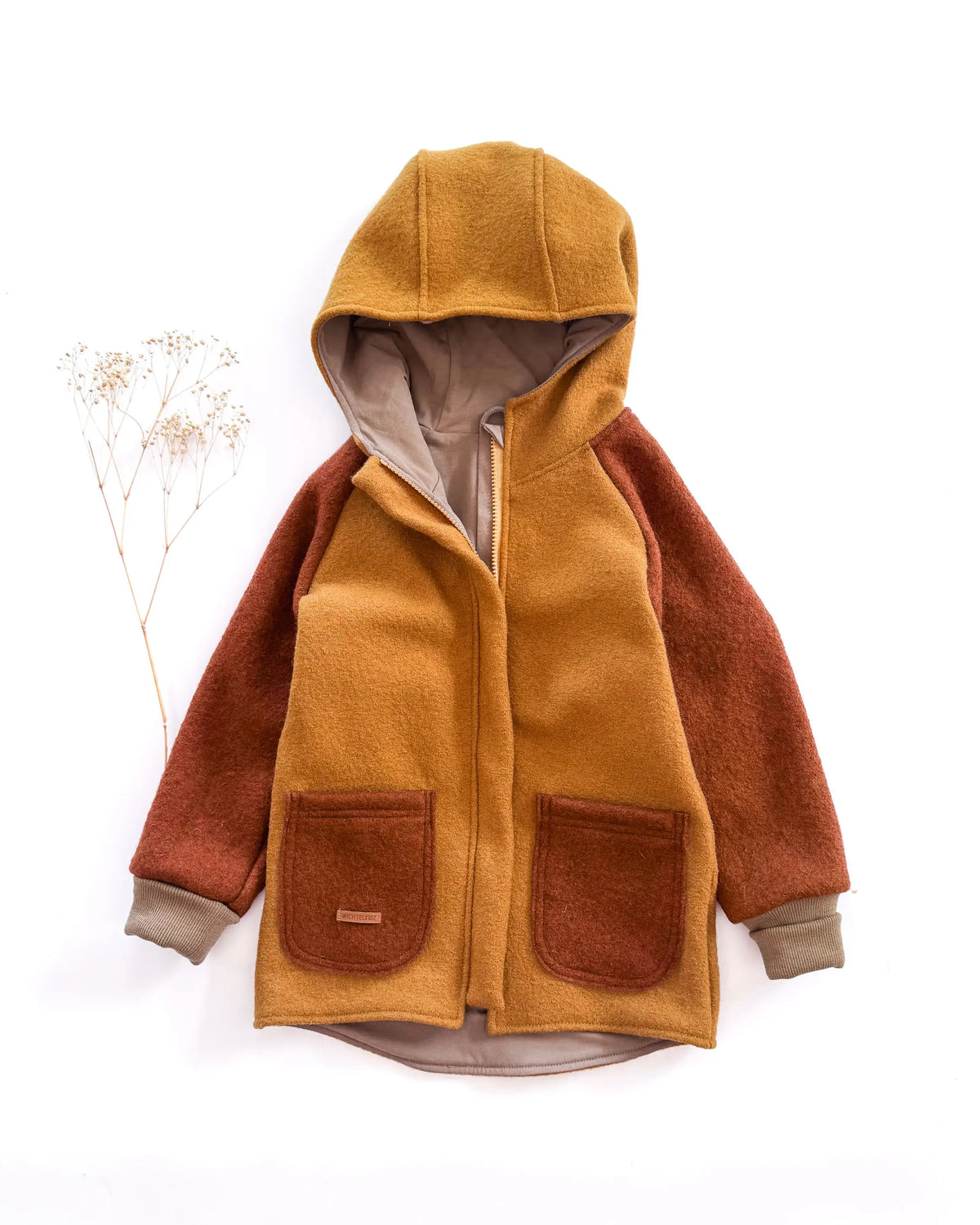 Sofortkauf: Colorblock Walkjacke in Senf/Rost/Schlamm, Gr. 122/128
