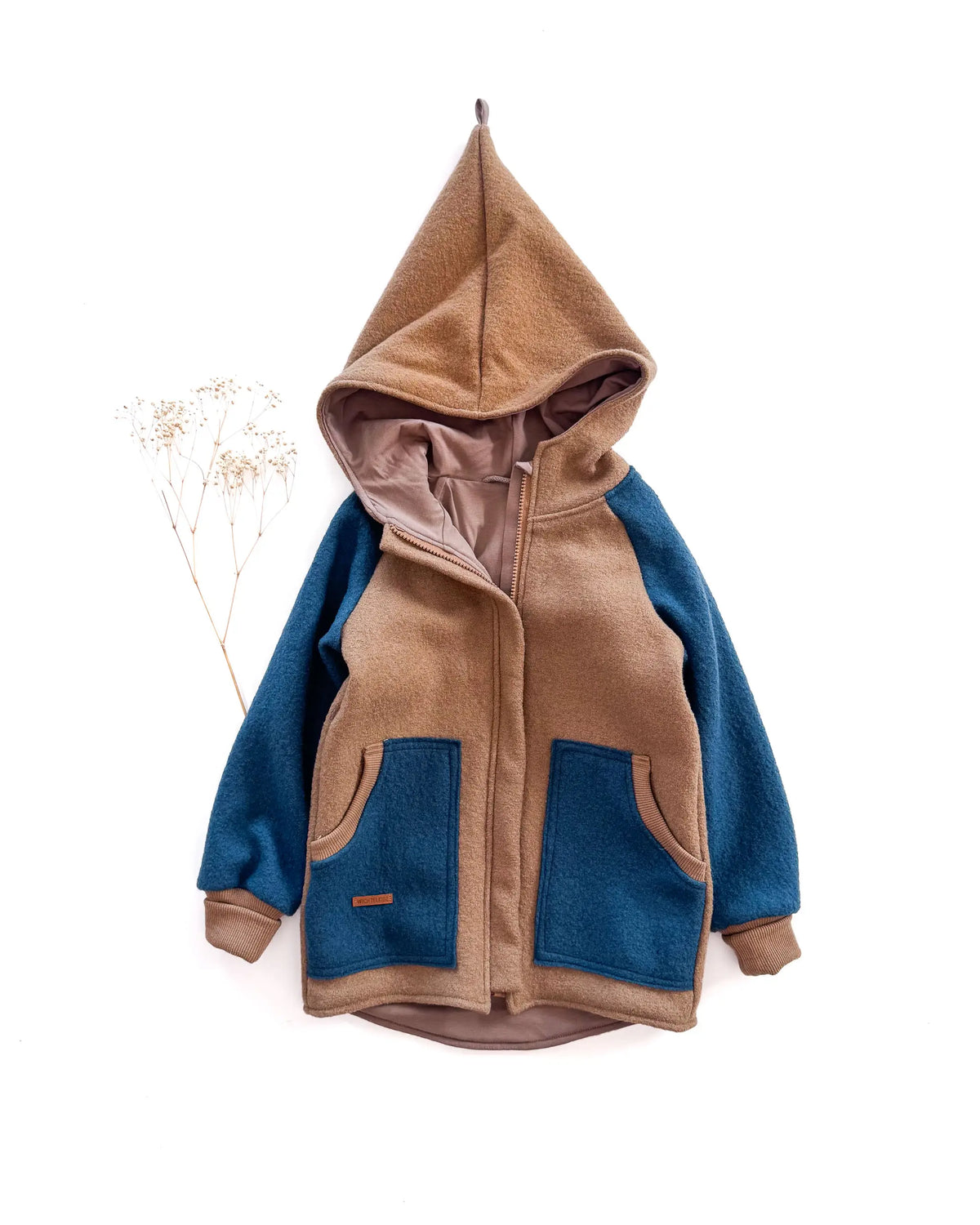 Sofortkauf: Colorblock Walkjacke in Camel/Rauchblau/Schlamm, Gr. 122/128