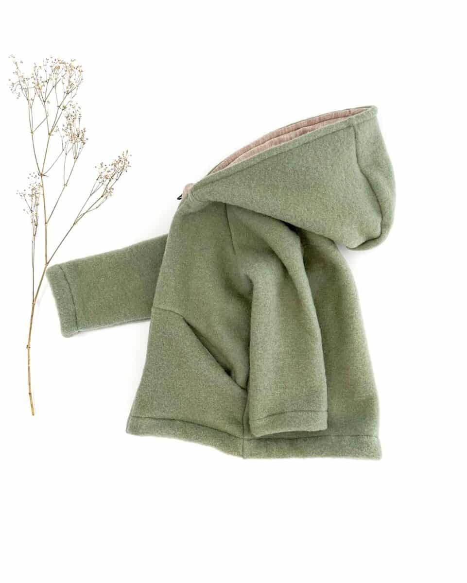 Kinder Wollfleece Jacke aus 100% Bio Merinowolle mit Reißverschluss und Taschen