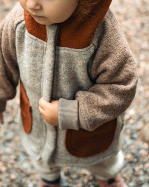 Colorblock Wollwalk Jacke für Kinder und Babys - neutral unisex in herbstfarben