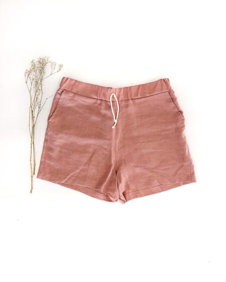 Sofortkauf: Damen Basic Leinen-Shorts in Altrosa, Gr. M (38/40)