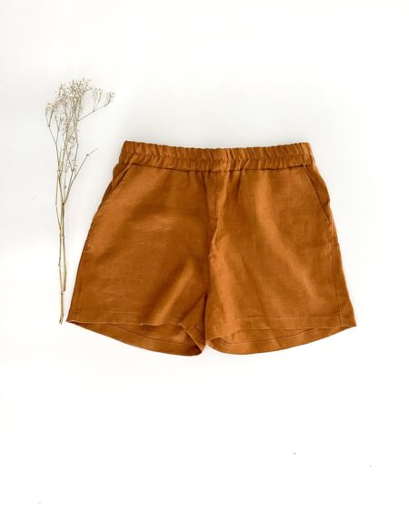 Sofortkauf: Damen Basic Leinen-Shorts in Zimt, Gr. M (38/40)